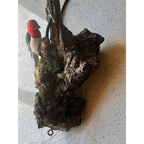 Handcrafted Loon Bird Sculpture Wind Chime With Ceramic Leaves & Natural Driftwo - Picture 11 of 16